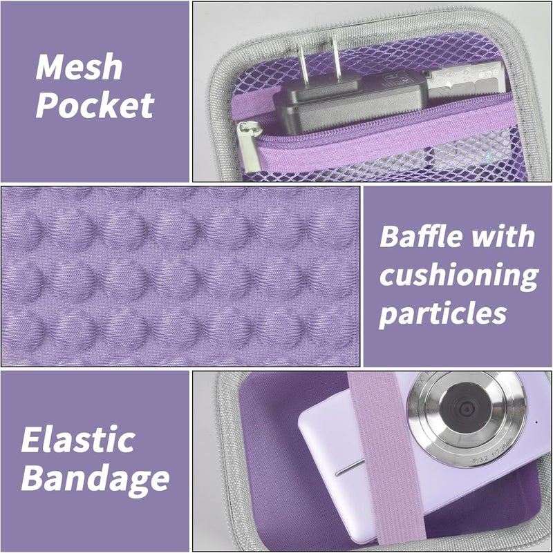 Grapsa Digital Camera Case for CAMKORY/for Kodak Pixpro/for VAHOIALD/for Sony DSCW800 830/ for Canon PowerShot 180 190. Kids Vlogging Cameras Storage Holder for Accessories (Box Only)-Purple - Image 4